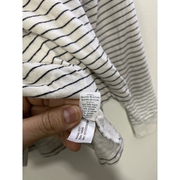 Coastal Minimalist Striped Henley Top L Parisian French Girl Scandi Capsule Y2K - Picture 4 of 14